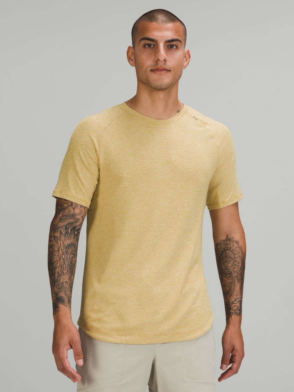 Lululemon Men's Drysense Training Short Sleeve Shirt Heathered Auric Gold XL